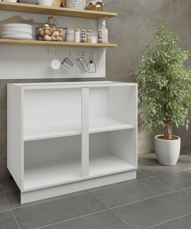 JD Greta Adjustable Legs Kitchen Base Unit 1000mm - White Matt (No door)