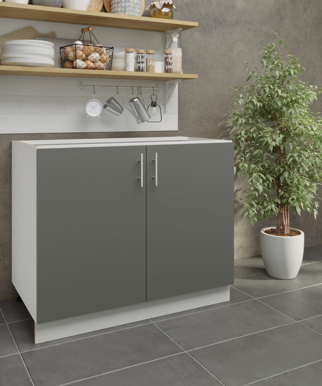 JD Greta Adjustable Legs Kitchen Base Unit 1000mm - Grey Matt