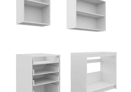 JD Greta Fixed Height 210cm 4 Piece Complete Kitchen - White Gloss With Worktops