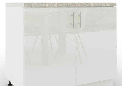JD Greta Adjustable Legs Kitchen Sink Unit 1000mm  - White Gloss with Worktop