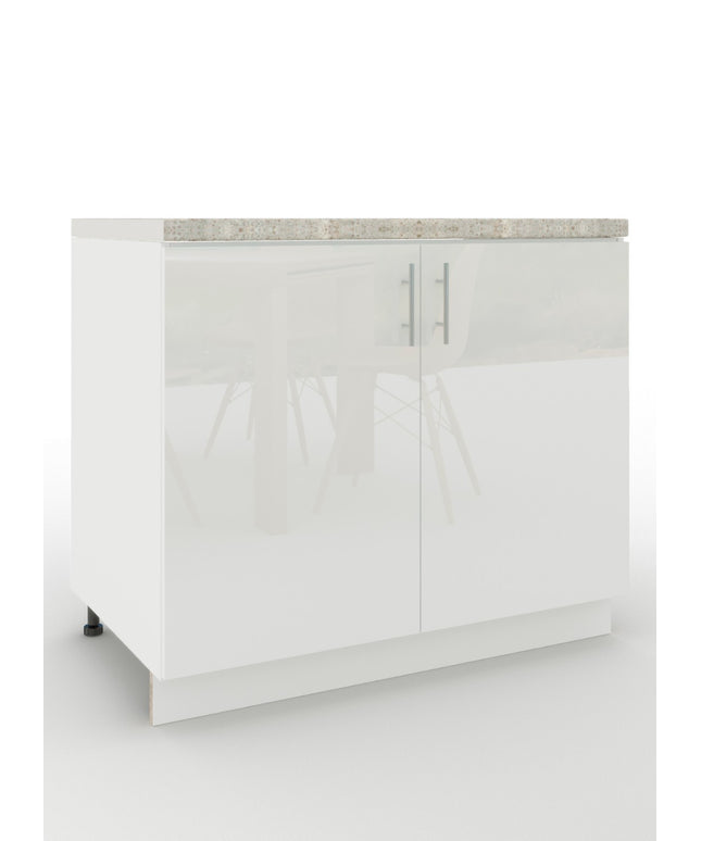 JD Greta Adjustable Legs Kitchen Sink Unit 1000mm  - White Gloss with Worktop