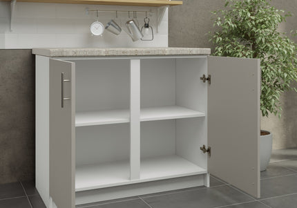 JD Greta Fixed Height Kitchen Base Unit 1000mm - Cashmere Matt With Worktop