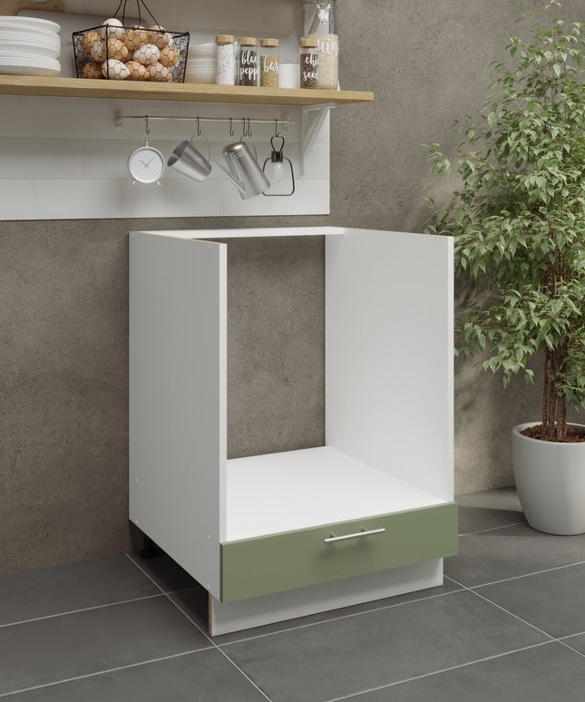 JD Greta Kitchen Adjustable 600mm Oven Base Cabinet - Sage Green Matt
