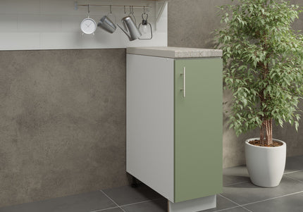 JD Greta Kitchen Adjustable 300mm Base Cabinet - Sage Green Matt with Worktop
