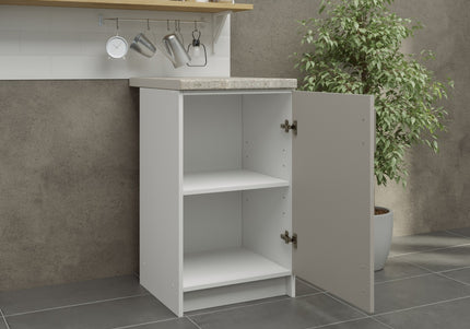 JD Greta Fixed Height Kitchen Base Unit 500mm - Cashmere Matt With Worktop