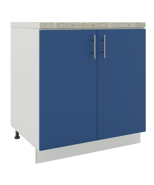 JD Greta Kitchen Adjustable 800mm Sink Base Cabinet - Navy Matt with Worktop