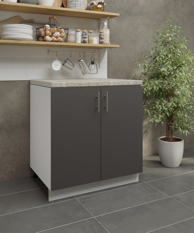 JD Greta Adjustable Legs Kitchen Sink Unit 800mm  - Dark Grey Matt with Worktop