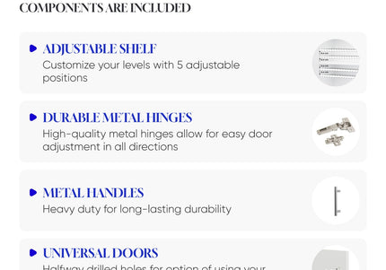 JD Greta Kitchen Adjustable 500mm Base Cabinet - Navy Matt with Worktop