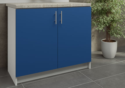 JD Greta Kitchen Fixed Height 1000mm Sink Base Cabinet - Navy Matt With Worktop