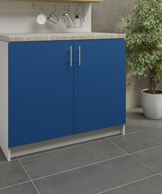 JD Greta Kitchen Fixed Height 1000mm Sink Base Cabinet - Navy Matt With Worktop