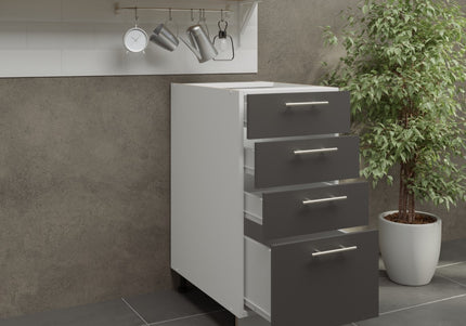 JD Greta Adjustable Legs Kitchen Drawer Unit 400mm - Dark Grey Matt