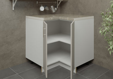 JD Greta Kitchen Adjustable 900mm Corner Cabinet - Cashmere Matt with Worktop