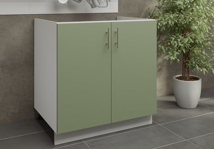 JD Greta Kitchen Adjustable 800mm Sink Base Cabinet - Sage Green Matt