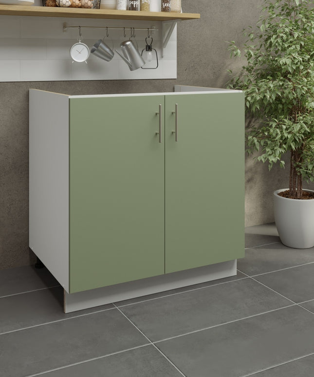 JD Greta Kitchen Adjustable 800mm Sink Base Cabinet - Sage Green Matt