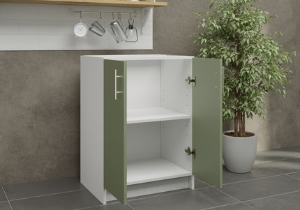 JD Greta Fixed Height Kitchen Base Unit 600mm - Sage Green Matt