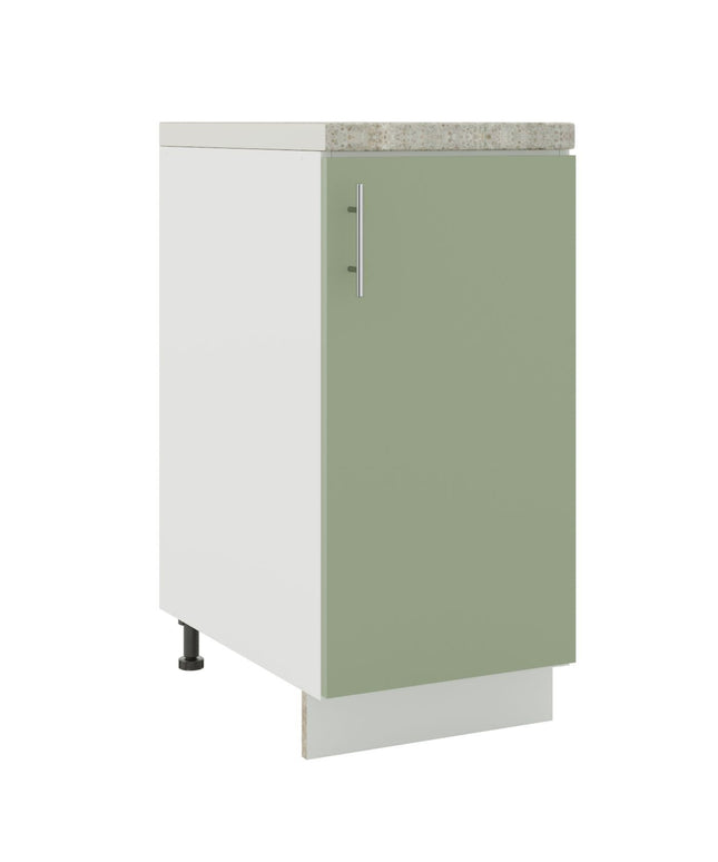 JD Greta Kitchen Adjustable 400mm Base Cabinet - Sage Green Matt with Worktop