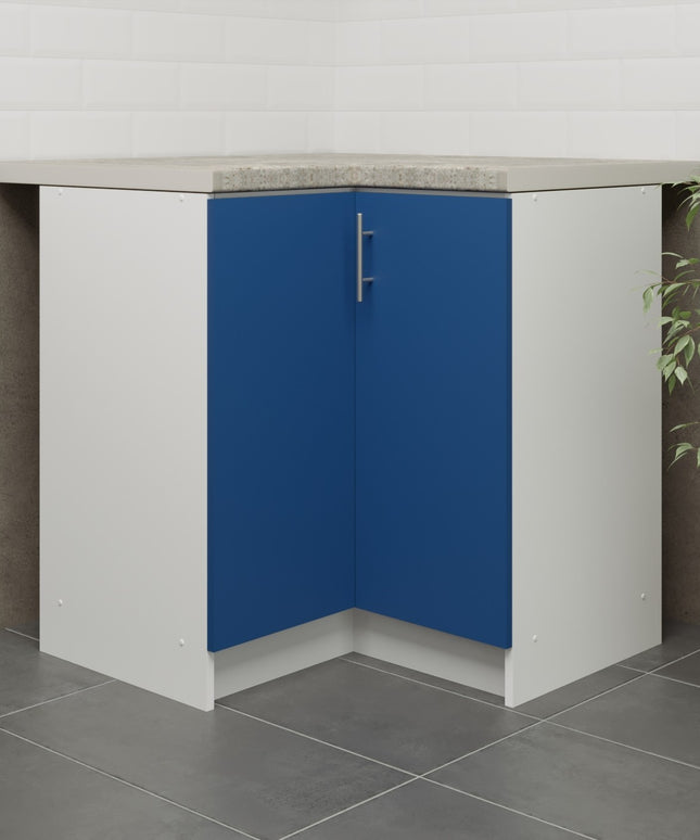 JD Greta Kitchen Fixed Height  800mm Corner Cabinet - Navy Matt With Worktop