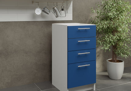 JD Greta Kitchen Fixed Height 400mm Base Drawer Cabinet - Navy Matt