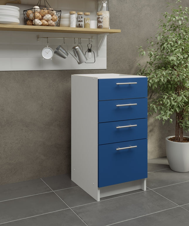 JD Greta Kitchen Fixed Height 400mm Base Drawer Cabinet - Navy Matt
