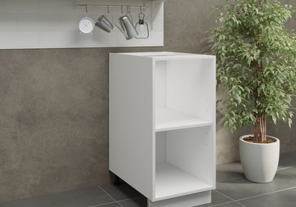 JD Greta Adjustable Legs Kitchen Base Unit 400mm - White Matt (No door)