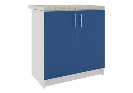 JD Greta Kitchen Fixed Height 800mm Sink Cabinet - Navy Matt With Worktop