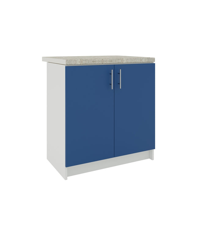 JD Greta Kitchen Fixed Height 800mm Sink Cabinet - Navy Matt With Worktop
