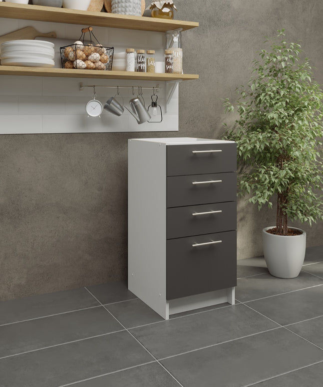 JD Greta NOT Adjustable Kitchen Drawer Unit 400mm - Dark Grey Matt