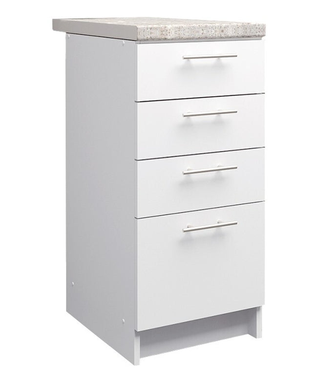JD Greta Kitchen Base Drawer Unit 400mm Cabinet - White Matt (With Worktop)