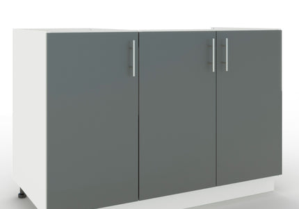 JD Greta Adjustable Legs Kitchen Sink Unit 1200mm  - Grey Matt
