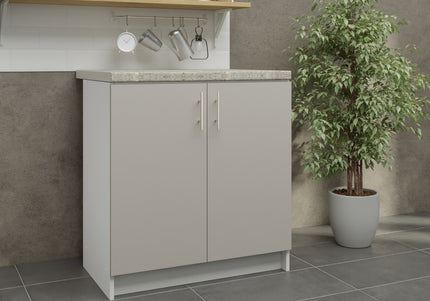 JD Greta Fixed Height Kitchen Base Unit 800mm - Cashmere Matt With Worktop