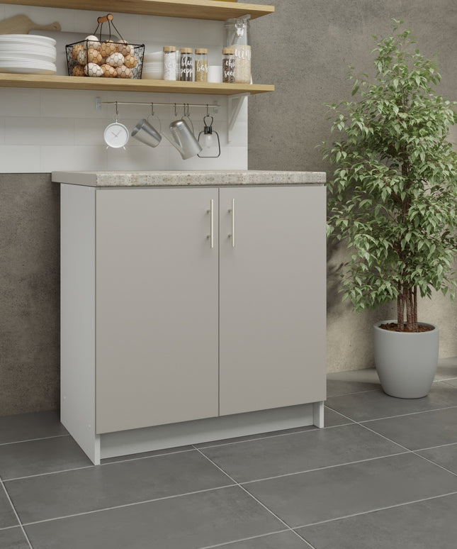 JD Greta Fixed Height Kitchen Base Unit 800mm - Cashmere Matt With Worktop