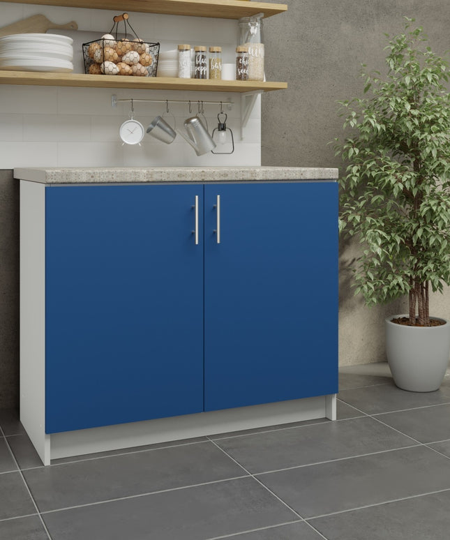 JD Greta Fixed Height Kitchen Base Unit 1000mm - Navy Matt With Worktop