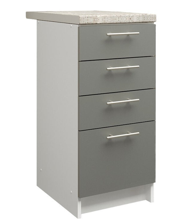 JD Greta Kitchen Base Drawer Unit 400mm Cabinet - Grey Matt (With Worktop)