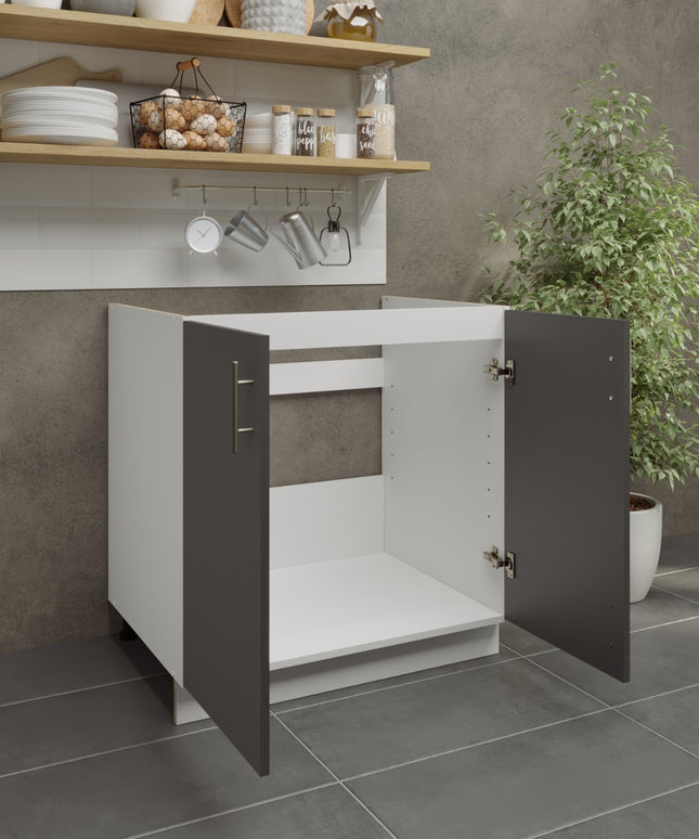 JD Greta Adjustable Legs Kitchen Sink Unit 800mm  - Dark Grey Matt