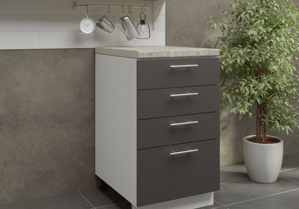 JD Greta Adjustable Legs Kitchen Drawer Unit 500mm - Dark Grey  (With Worktop)