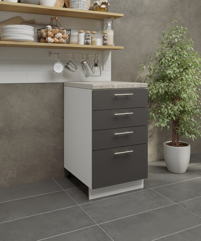 JD Greta Adjustable Legs Kitchen Drawer Unit 500mm - Dark Grey  (With Worktop)