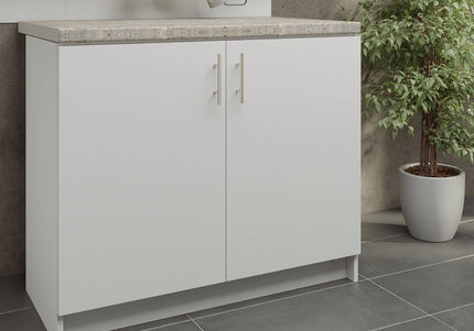 JD Greta Kitchen Sink Unit Fixed Height 1000mm Cabinet – White Matt With Worktop