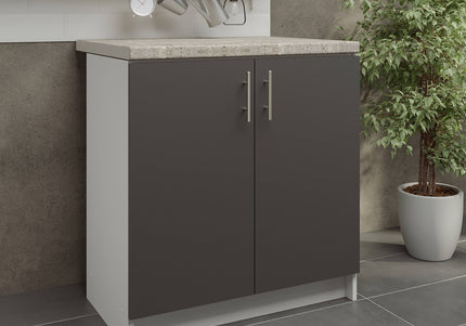 JD Greta Kitchen Sink Unit Fixed Height 800mm Cabinet – Dark Grey With Worktop