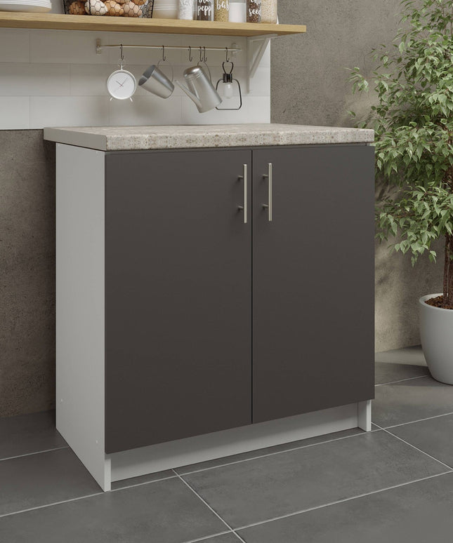 JD Greta Kitchen Sink Unit Fixed Height 800mm Cabinet – Dark Grey With Worktop