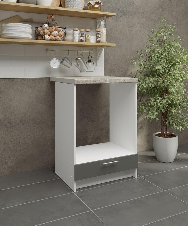 JD Greta NOT Adjustable Kitchen Oven Unit 600mm - Grey Matt (With Worktop)