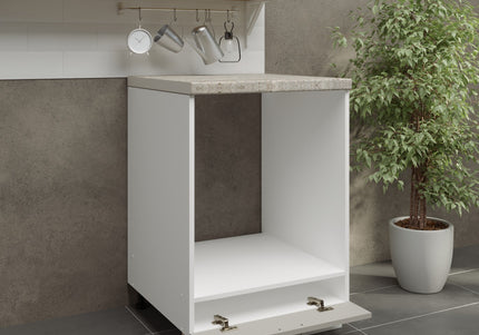 JD Greta Kitchen Adjustable 600mm Oven Cabinet - Cashmere Matt with Worktop