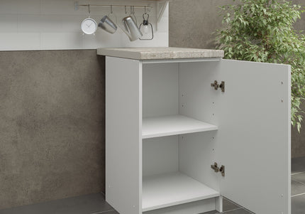 JD Greta NOT Adjustable Kitchen Base Unit 500mm - White Gloss (With Worktop)