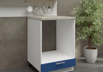 JD Greta Kitchen Adjustable 600mm Oven Cabinet - Navy Matt with Worktop