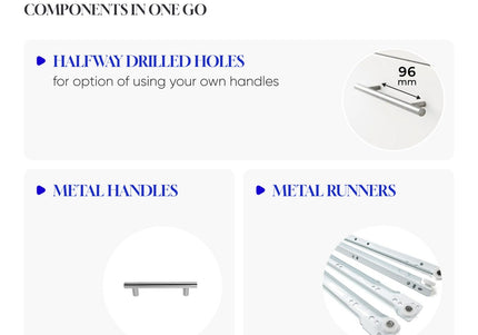 JD Greta Kitchen Adjustable 500mm Base Drawer Cabinet - Navy Matt