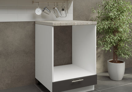 JD Greta Adjustable Legs Kitchen Oven Unit 600mm - Dark Grey Matt (With Worktop)