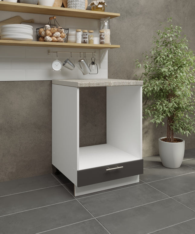 JD Greta Adjustable Legs Kitchen Oven Unit 600mm - Dark Grey Matt (With Worktop)