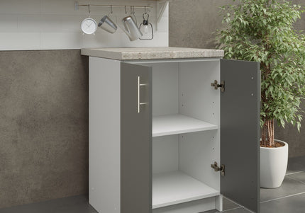JD Greta NOT Adjustable Kitchen Base Unit 600mm - Grey Matt (With Worktop)