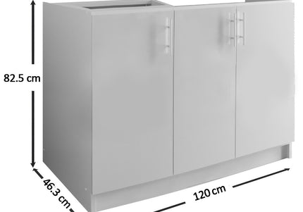 JD Greta NOT Adjustable Kitchen Sink Unit 1200mm  - White Gloss