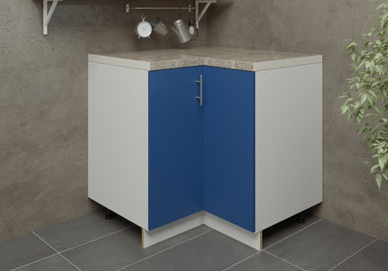 JD Greta Kitchen Adjustable 900mm Corner Cabinet - Navy Matt with Worktop