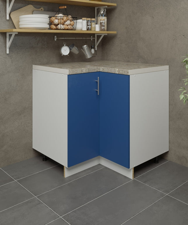 JD Greta Kitchen Adjustable 900mm Corner Cabinet - Navy Matt with Worktop